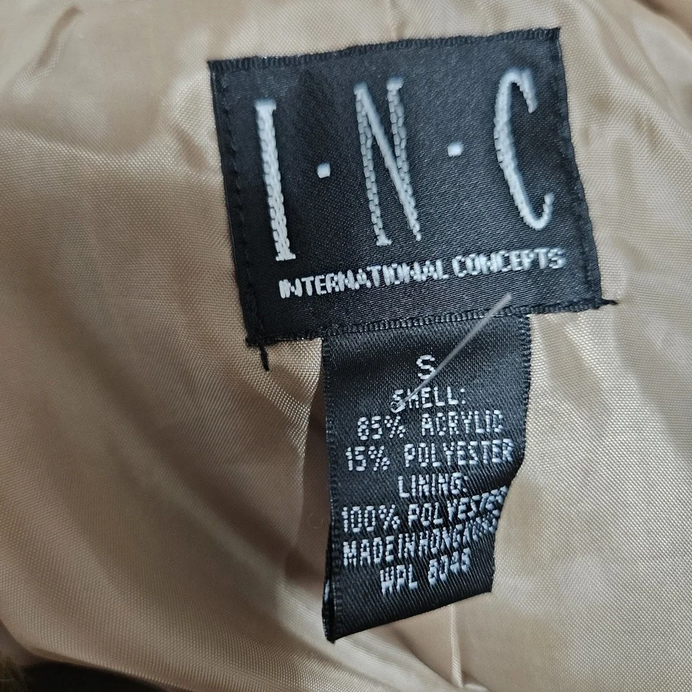 INC International‎ Concepts Vest Womens Sm Brown Faux Fur Open Front Sleeveless